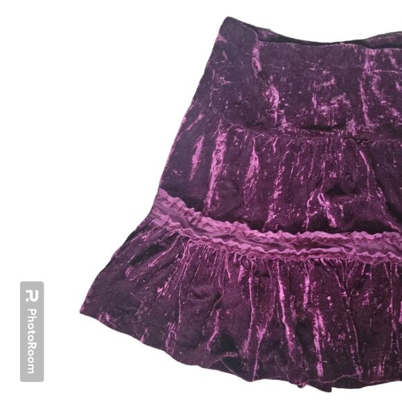 STARCITY BURGUNDY VELVET SKIRT - 7 - Picture 1 of 8